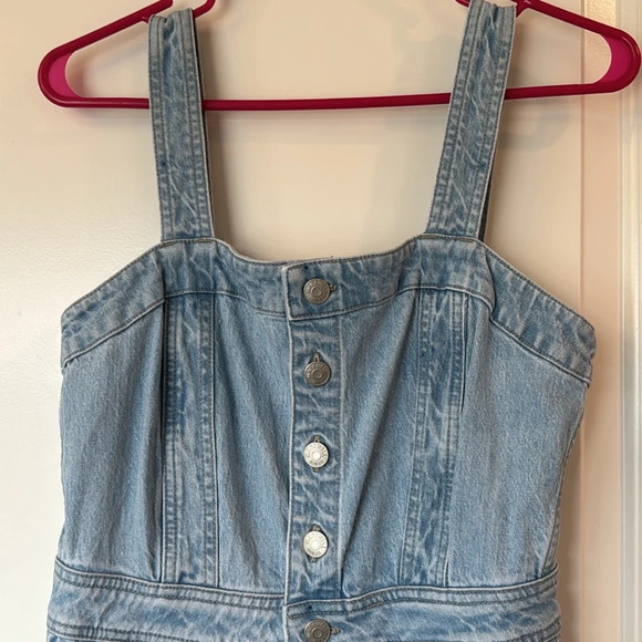 Madewell size 0 light wash Jean overall romper buttons on top - Picture 5 of 14